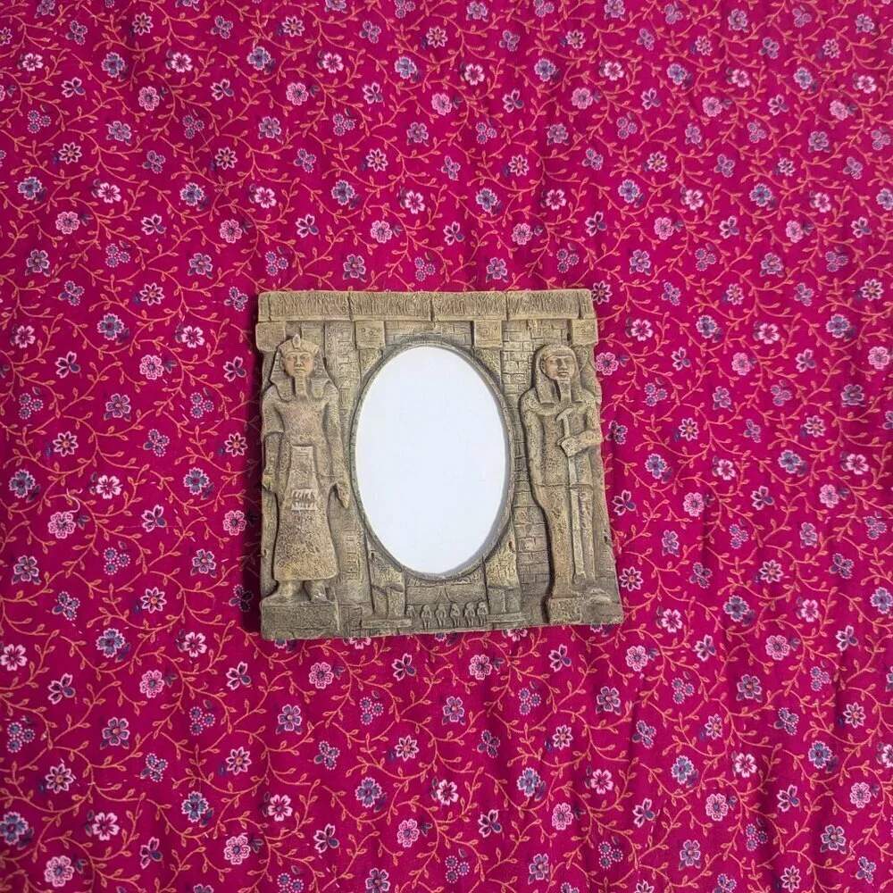 Egyptian Stone Frame Pharaoh Picture Art Deco Photo 1920s‎ Revival Décor Vintage